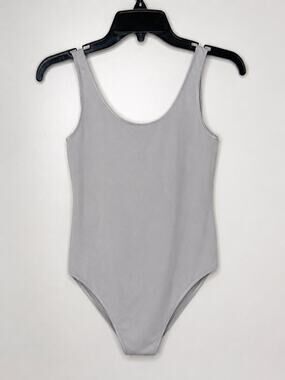 SKIMS Gray Scoop Neck Sleeveless Bodysuit Size S/M Soft Stretch Essentials